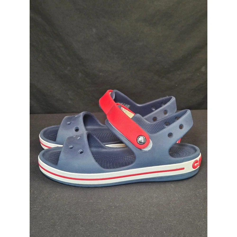 Crocs‎ Bayaband Sandal Kids Navy Red White Sporty Water Shoes J3 205400-4CC